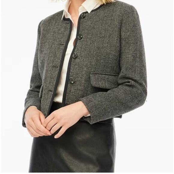 J. Crew Factory Wool Blend Herringbone Lady Jacket - size 4 - Picture 1 of 6